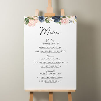 Floral Wedding Cake Menu Sign 'Elise', 6 of 8