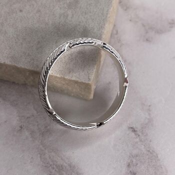 Sterling Silver Feather Band Ring, 9 of 12