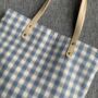 Checkered Blue And Navy Blue Large Shoulder Bag, thumbnail 3 of 7