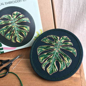 Monstera Leaf Botanical Embroidery Kit, 9 of 9