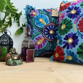 Hand Embroidered Flower Cushion Cover, 10 of 10