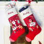 Personalised Elf And Father Christmas Stocking, thumbnail 1 of 5