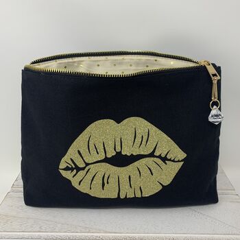 Glitter Lips Print Makeup Bag, 2 of 7