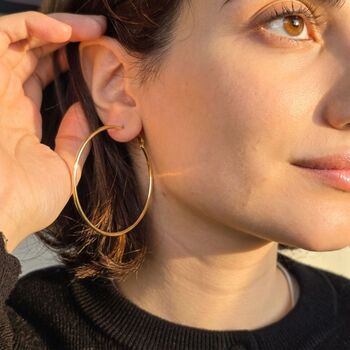 Extra Large Plain Gold Plated Hoop Earrings, 3 of 4