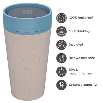 Leak Proof Reusable Cup 12oz Cream And Faraway Blue, 2 of 7