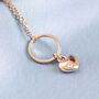 Rose Gold Plated Circle Necklace With Heart Charm, thumbnail 2 of 6