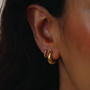 Orb Mini Gold Hoop Huggie Earrings In 18 K Gold Vermeil, thumbnail 5 of 6