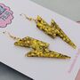 Gold Lightning Bolt Earrings Small And Large, thumbnail 2 of 8