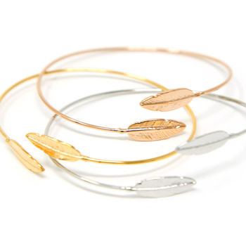 Feather Bangle In Rose Gold Silver And Yellow Gold, 2 of 5