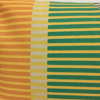 Combed Stripe Cushion, Bottle Green, Straw + Mustard, 3 of 6