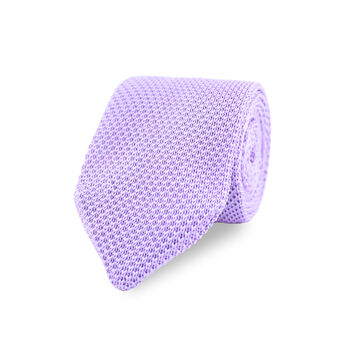 Wedding Handmade Polyester Knitted Tie In Pastel Purple, 5 of 6