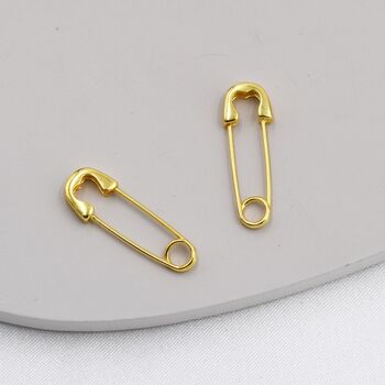 Safety Pin Hoop Earrings In Sterling Silver, 6 of 12