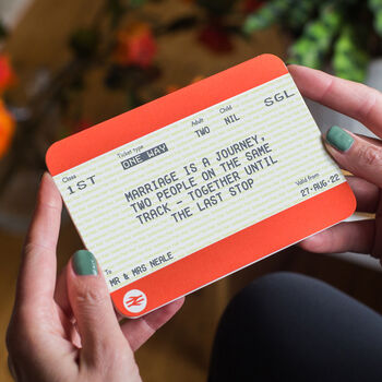 Personalised Train Ticket Wedding Card, 2 of 2