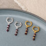 Linear Huggie Garnet January Birthstone Earrings, thumbnail 1 of 7