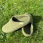 Green 100% Wool Indoor Slippers Made In Nepal, thumbnail 2 of 6