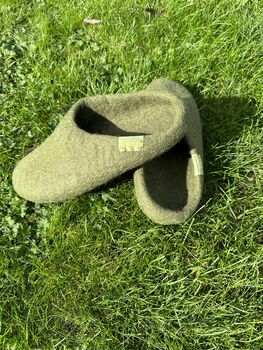 Green 100% Wool Indoor Slippers Made In Nepal, 2 of 6