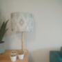 Duck Egg Blue Ikat Print Handmade Lampshade Blue And Grey Tones Table Floor Or Ceiling Pendant, thumbnail 5 of 6