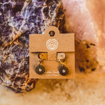 Mandala Inspired Gemstone Earrings – 18 K Gold Plated, 8 of 12