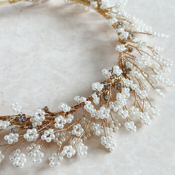 Gold Gypsophila Bridal Crown, 4 of 5