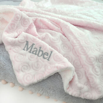 Personalised Pink Sherpa Baby Blanket With Swirls, 5 of 8