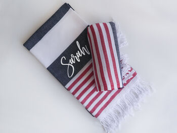Personalised Beach Towel And Leather Strap, 4 of 12