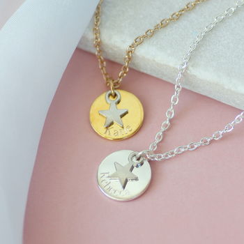 Personalised Name Disc Star Necklace, 3 of 6