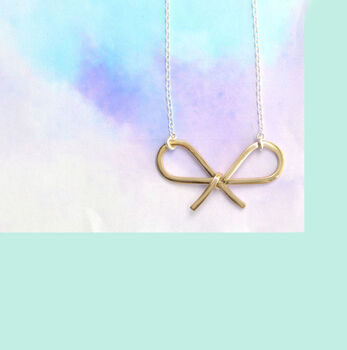 Bow Pendant Rose/Gold Plated Silver Necklace, 2 of 3