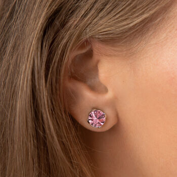 Pink Swarovski Crystal Stud Earrings, 3 of 6