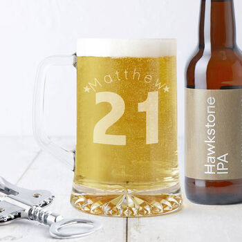 Personalised 21st Birthday Age And Name Beer Tankard, 2 of 4