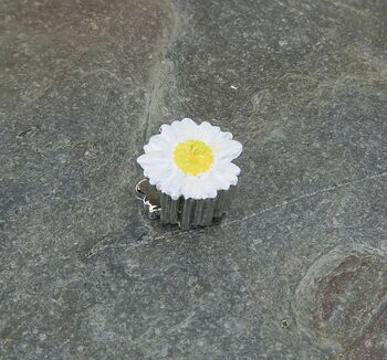 White Daisy April Birth Flower Bracelet Charm Bead, 2 of 5