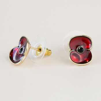 Shiny Red Poppy Stud Earrings, 3 of 3