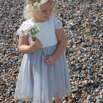 Lace Flower Girl Dress Child 30+ Colour Skirt And Sash, 3 of 9