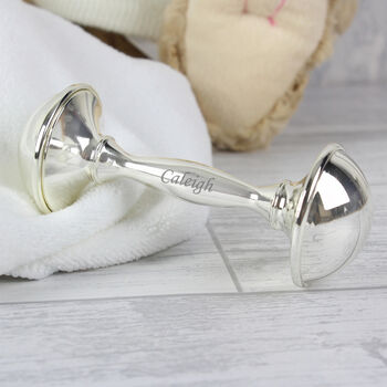 Personalised Baby Silver Rattle Christening Gift, 2 of 5