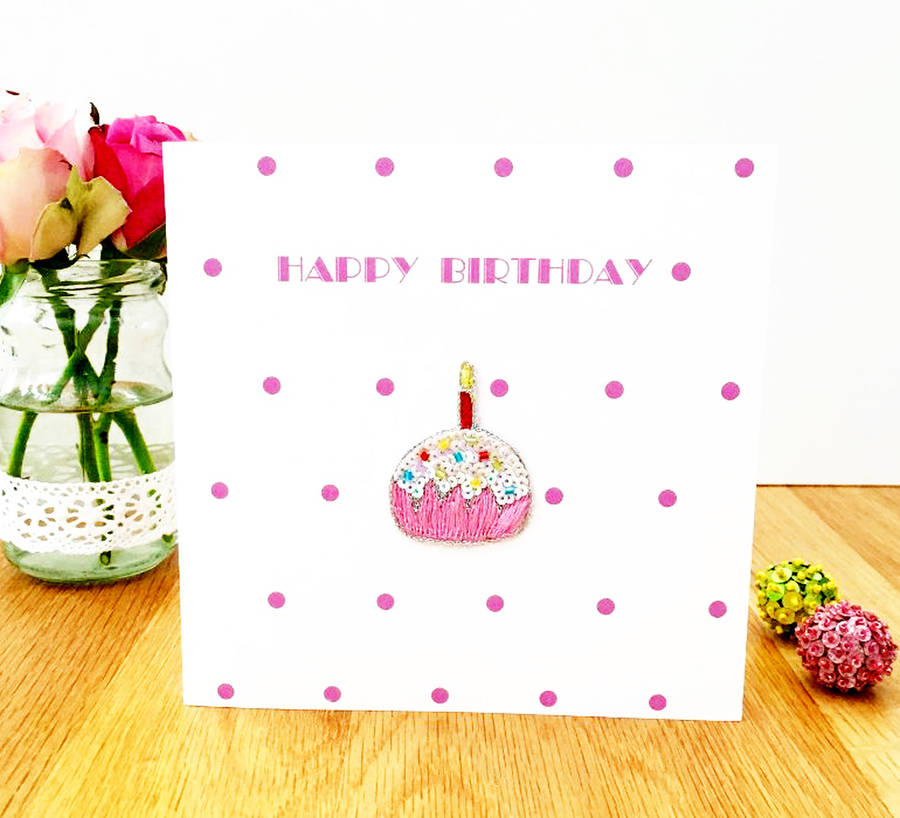 'happy Birthday' Hand Embroidered Cards By Sabah Designs