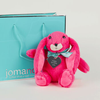 Pink Bunny Toy With Engraved ‘Happy Birthday’ Heart, 3 of 6