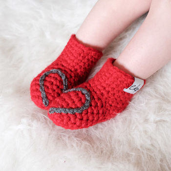 Handmade Baby Booties With Heart Or Snowflake, 4 of 12