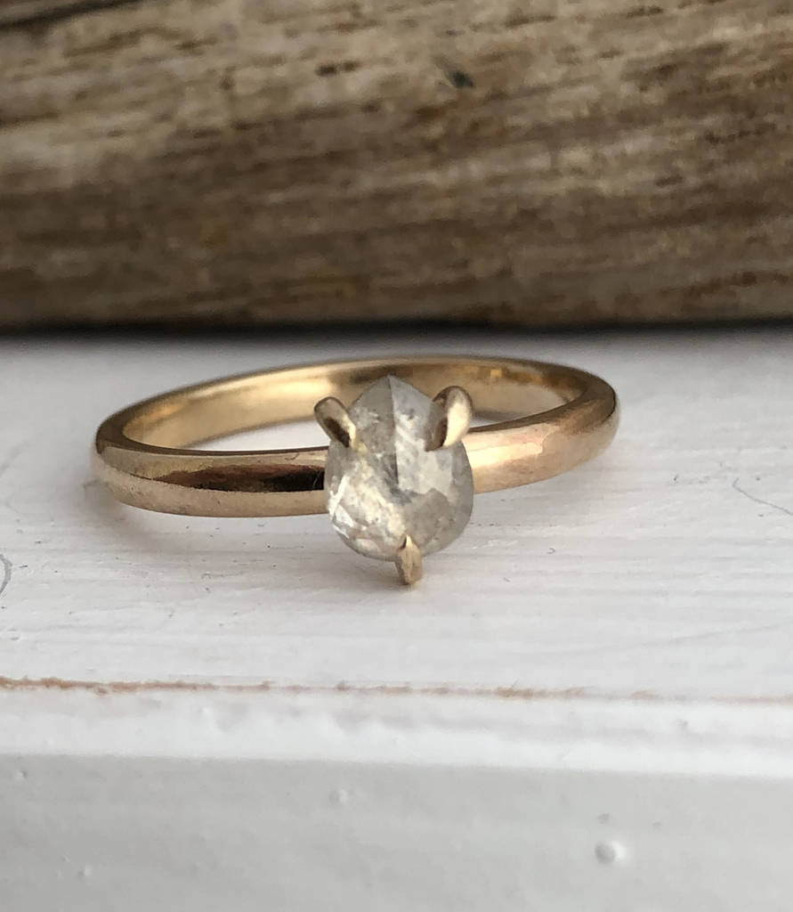 Salt And Pepper Diamond Pear Ring By Sarah Hickey