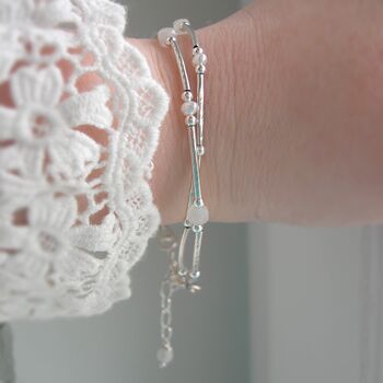 Moonstone And Pearl Double Stranded Bracelet, 4 of 6