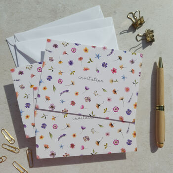 Pressed Wildflowers Ready To Write Invitations, 4 of 8