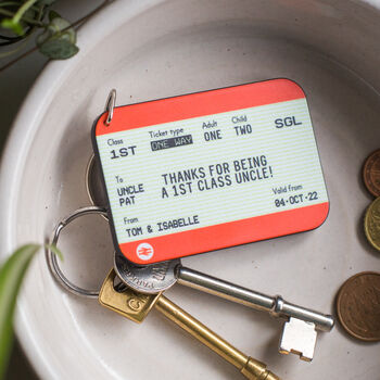 Personalised Train Ticket Keyring For Uncle, 2 of 2