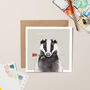 Badger With Rose Anniversary Card, thumbnail 1 of 2