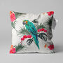 Parrot Cushion Cover With Tropical Leaves And Flowers, thumbnail 1 of 7
