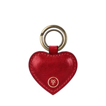 Red Heart Shaped Leather Key Ring. 'The Mimi', 2 of 9
