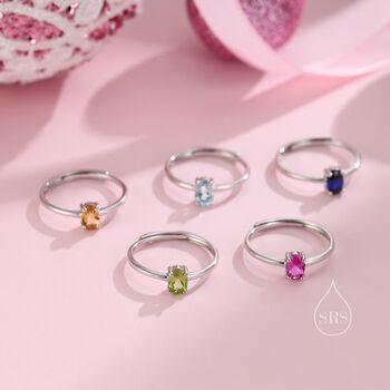 Sterling Silver Natural Green Peridot Oval Ring, 6 of 11