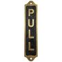 Classic Brass Vertical “Pull” Door Plaque With Black Finish, thumbnail 1 of 5