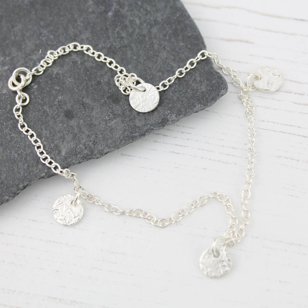 Sterling Silver Circle Charm Anklet By Lucy Kemp Silver Jewellery