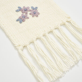 Forget Me Not Knitted Cream Scarf, 5 of 6
