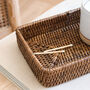Marbury Brown Rectangular Rattan Decorative Tray, thumbnail 3 of 3