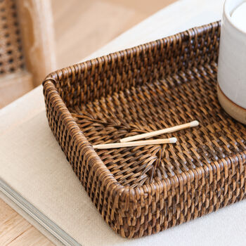 Marbury Brown Rectangular Rattan Decorative Tray, 3 of 3