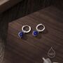 Genuine Blue Lapis Droplet Hoop Earrings, thumbnail 3 of 9
